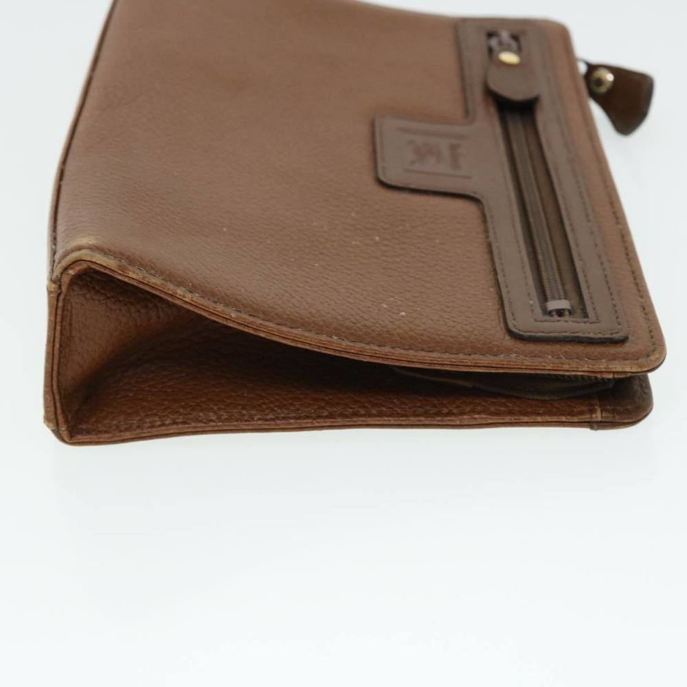 Burberrys Clutch Bag Leather Brown Auth 51663 - Picture 3 of 16